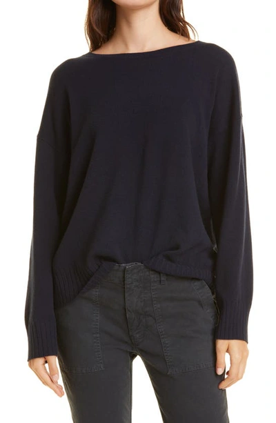 Nili Lotan Boyfriend Scoop Neck Cashmere Sweater In Navy