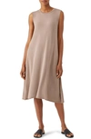 Eileen Fisher Sleeveless Jersey Shift Dress In Barley