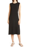 Eileen Fisher Petite Sleeveless Jersey Crewneck Dress In Black