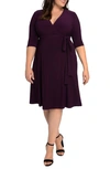 Kiyonna Womens Plus Size Essential Wrap Dress In Plum Passion