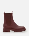 Gianvito Rossi Red Burgundy Chester Leather Ankle Boots In Red