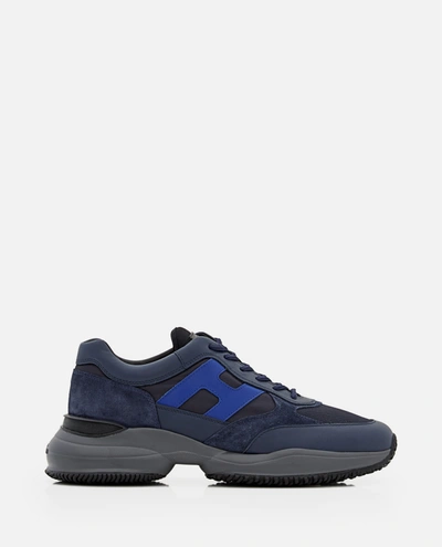 Hogan Sneaker Interaction In Pelle Liscia E Suede Blu In Multi