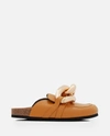 Jw Anderson Chunky Leather Chain Slide Mules In Yellow