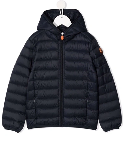 Save The Duck Kids' Padded Hood Jacket In Blue