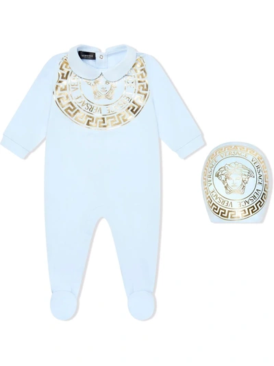 Versace Medusa-print Babygrow Set In Blue