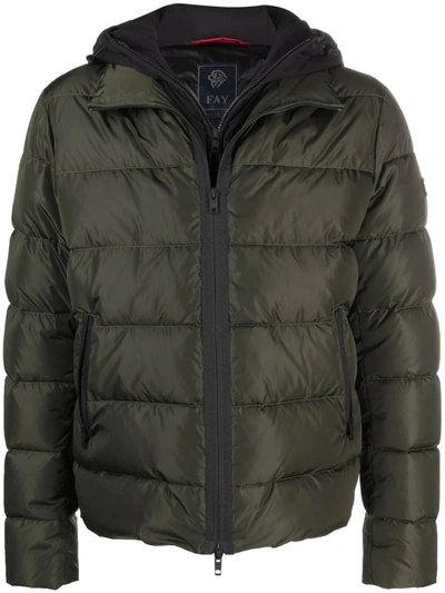Fay Double Front Down Jacket In Green