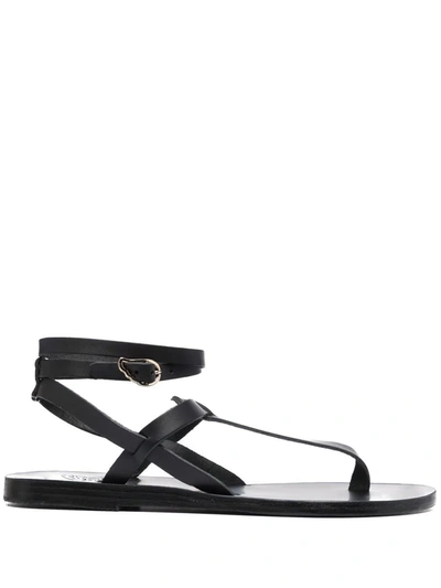 Ancient Greek Sandals Estia Leather Thong Sandals In Black