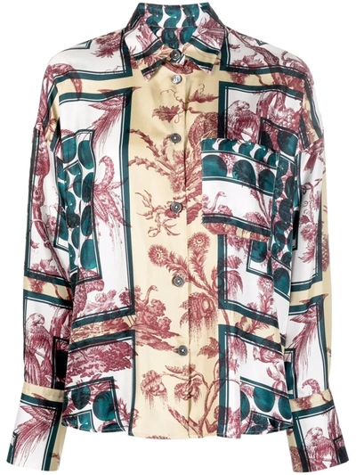 Odeeh Graphic-print Silk Shirt In Red