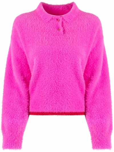 Jacquemus Le Polo Neve Textured Jumper In Pink