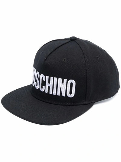 Moschino Logo-print Canvas Cap In Black