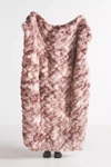 Anthropologie Luxe Dyed Faux Fur Throw Blanket In Pink