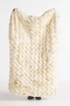 Anthropologie Luxe Dyed Faux Fur Throw Blanket In White