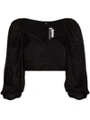 Rotate Birger Christensen Irina Puff-sleeve Blouse In Black