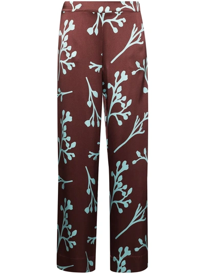 Asceno London Floral-print Silk Pyjama Trousers In Printed