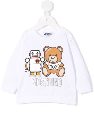 Moschino Babies' Teddy Bear 印花卫衣 In White