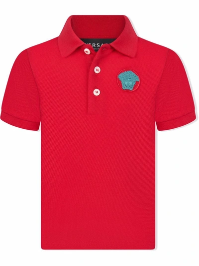 Versace Babies' 美杜莎刺绣polo衫 In Red