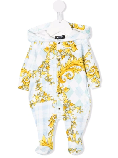 Versace Babies' 巴洛克印花连体衣 In White