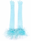 STYLAND FEATHER-TRIM LONG GLOVES