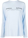 Proenza Schouler White Label Womens Pale Blue Logo-print Long-sleeved Stretch-cotton Top Xs In 蓝色