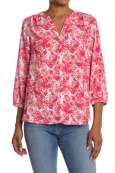 Nydj High/low Crepe Blouse In Coral Park