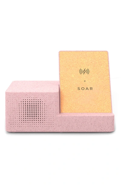 Soar Wheat Fiber Wireless Charging Stand With Bluetooth Speaker In Rose