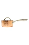 Berghoff International 5.5" Hammered Copper Saucepan With Lid In Copper Silver