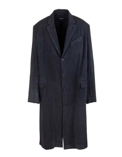 Balenciaga Man Black Worn Out Tailored Coat