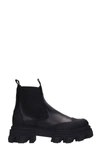 GANNI COMBAT BOOTS IN BLACK LEATHER,S1749099