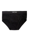 Tom Ford Black Briefs With Logged Waistband In Cotton Stretch Man In Multi