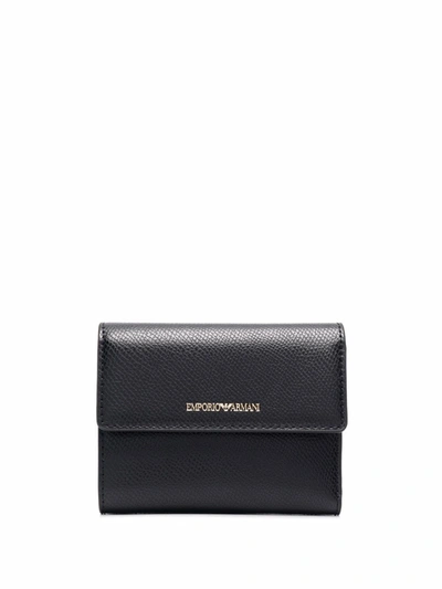 Emporio Armani Classic Leather Wallet In Schwarz