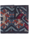 KITON GRAPHIC PRINT KNITTED SCARF