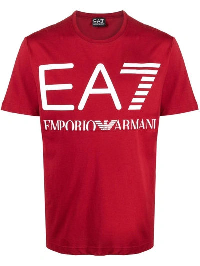 Ea7 Boxy Logo T-shirt In Rot