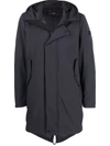 Peuterey Logo Patch Hooded Coat In Blau