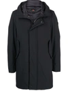 Peuterey Logo Patch Hooded Coat In Schwarz