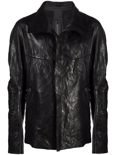 Isaac Sellam Experience High-neck Wrinkled-effect Leather Jacket In Schwarz