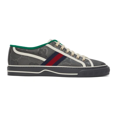 Gucci Off The Grid Webbing-trimmed Monogrammed Econyl Canvas Sneakers In Grey