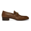 Gucci Horsebit Web-stripe Almond-toe Loafers In Brown