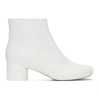 Mm6 Maison Margiela White Leather Ankle Boots