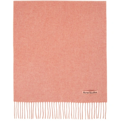 Acne Studios Pink Wool Narrow Scarf In Rose Melange