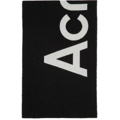 Acne Studios Toronto Logo-intarsia Wool-blend Scarf In Black And White