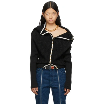 Y/project Ssense Exclusive Black Classic Ruffle Necklace Cardigan