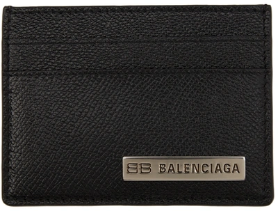 Balenciaga Black Plate Card Holder In 1000 Black