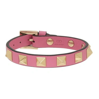 Valentino Garavani “rockstud”皮革手链 In Dawn Pink