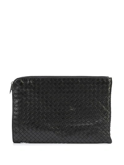 Pre-owned Bottega Veneta Intrecciato Weave Clutch In Black