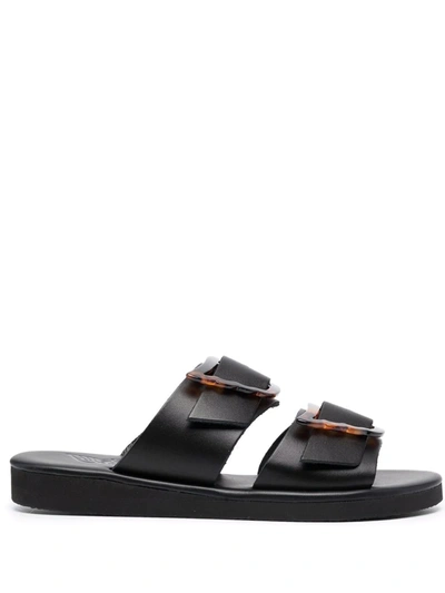 Ancient Greek Sandals Iaso Oversized Buckle Sandals In Black