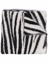 By Far Zebra-print Alpaca-blend Scarf In Weiss
