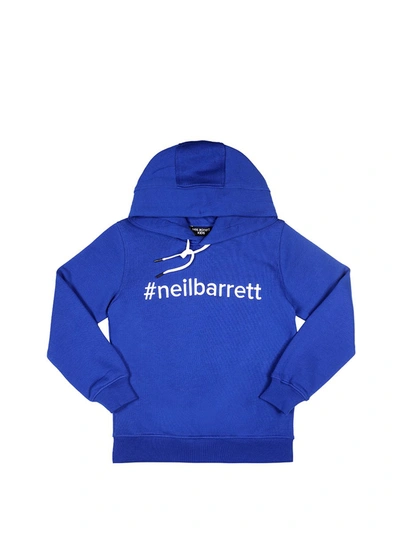 Neil Barrett Kids Logo Print Hoodie In Blue