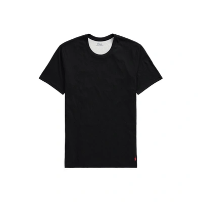 Ralph Lauren Cotton-blend-jersey Sleep Shirt In Black/andover Heather/red
