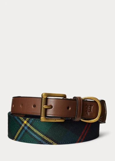 Polo Ralph Lauren Leather-trim Plaid Belt In Malcolm Wash