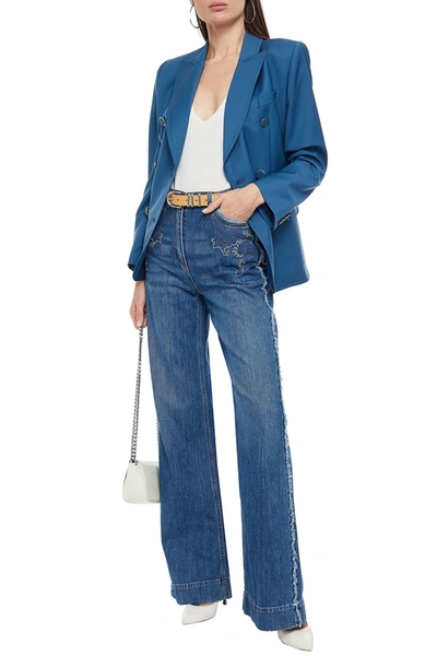 Etro Embroidered High-rise Wide-leg Jeans In Blue